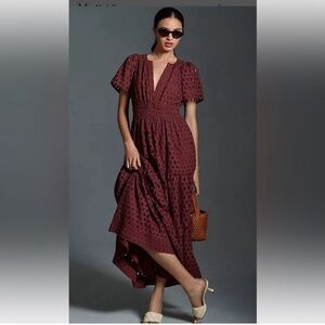 Anthropologie Somerset maxi eyelet edition in chocolate brown size medium